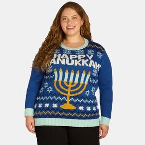 Happy Hanukkah Holiday Sweater 1X NWT